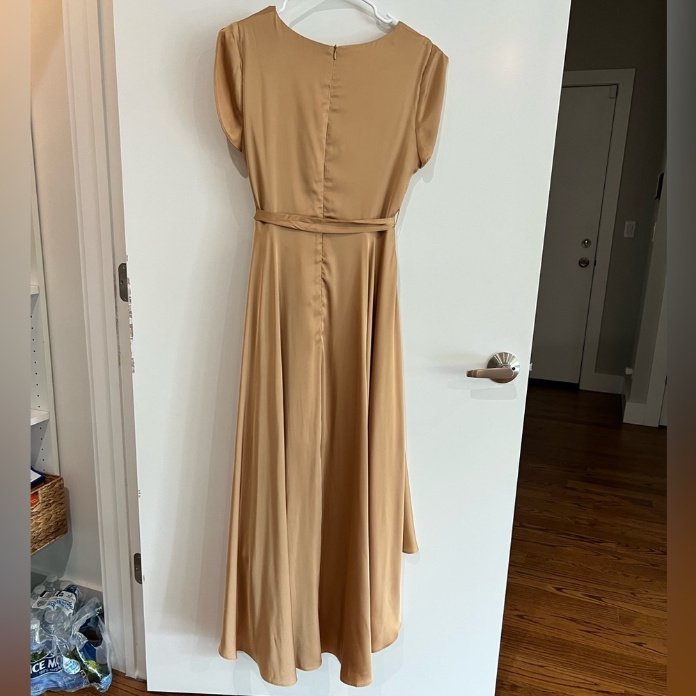 Lulus Fallen For You Champagne Gold Satin High-Low Maci Dress - Picture 11 of 11